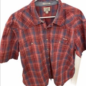 Lucky Brand Short Sleeve Pearl Snap Button Down